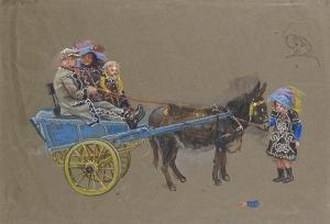 CANCIANI Estella 1887-1964,Hampstead Pearlies, donkey cart and girl,Bonhams GB 2008-10-29