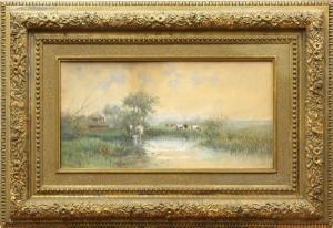 CANDELLE L,Cows Grazing and Drinking at a Pond,Clars Auction Gallery US 2010-05-16