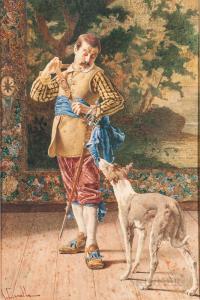CANELLA Antonio 1849-1922,) Cavalier with His Dog,Skinner US 2020-07-28
