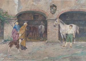 CANELLA Antonio 1849-1922,Presentazione del cavallo; Rientro a casa,1882,Stadion IT 2023-11-20