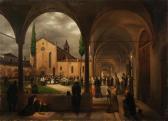 CANELLA Carlo 1800-1879,Veduta del chiostro del monastero e della chi,1836,Il Ponte Casa D'aste Srl 2011-11-15