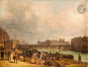 CANELLA Giuseppe I 1788-1847,Les quais de Seine avec le pont des Arts et Notre ,Ader FR 2024-03-26
