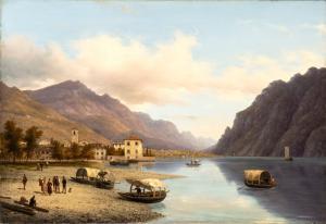 CANELLA Giuseppe I 1788-1847,Paesaggio lagunare con barche,1845,Bertolami Fine Arts IT 2023-12-15