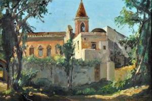 CANINO Vincenzo 1892-1978,Paesaggio con monastero,Vincent Casa d'Aste IT 2018-05-31