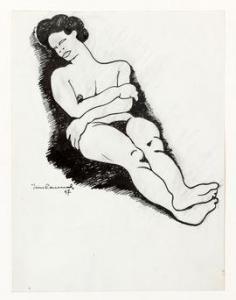 CANNEEL Jules Marie 1881-1953,Femme africaine nue étendue,1947,Millon & Associés FR 2021-11-30