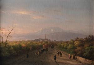 CANNELLA Giuseppe 1788-1847,Paesaggio con carrozze,Cambi IT 2020-12-10