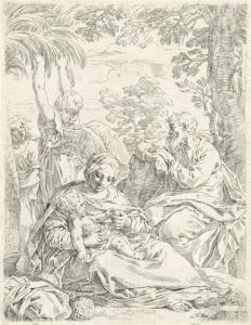 CANTARINI IL PESARESE Simone 1612-1648,The Holy Family Resting on their Flight in,1637-1639,Bonhams 2019-09-19
