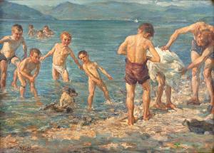 CANTU Angelo 1881-1955,Crianças na Praia,Escritorio de Arte BR 2022-02-22