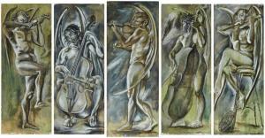 CANTU Federico 1907-1989,Quinteto Angeles Músicos,1942,John Moran Auctioneers US 2024-04-23
