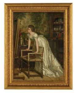 CAP Constant 1842-1915,Jeune Femme Contemplant un Tableau,1872,New Orleans Auction US 2021-03-27