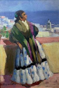 CAPDEVIELLE Lucienne 1885-1961,Sur les terrasses de la Ca,Saint Germain en Laye encheres-F. Laurent 2020-10-25