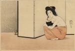 CAPELARI Friedrich,scantily clad Japanese lady with a black cat,1915,Charterhouse 2023-07-06