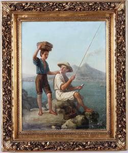 Capessiero Vittorio 1836-1891,Pescatori con Vesuvio sullo sfondo,Cambi IT 2023-07-27
