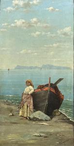 Capessiero Vittorio 1836-1891,Veduta di Capri con popolana,Errico casa d'aste IT 2022-11-26