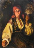 CAPIDAN Pericle 1869-1966,Peasant Woman with Tow,Alis Auction RO 2008-11-01