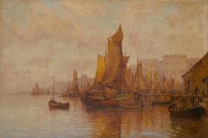 CAPONI F 1900-1900,Fishing boats in a busy harbour,Bonhams GB 2014-10-28