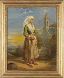CARADEC Louis 1802-1882,"Couple de personnages, femme de Plougastel" et "M,Adjug'art FR 2023-07-08