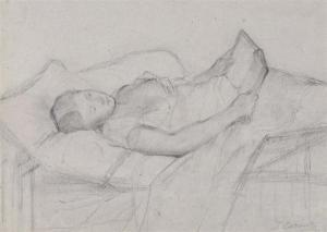 CARAUD Joseph 1821-1905,Femme allongée au livre,Etienne de Baecque FR 2018-06-19