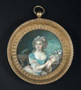 CARBILLET Jean Baptiste 1804-1870,Portrait d'une jeune femme accoudée dans un p,Binoche et Giquello 2021-06-25