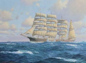CARD Stephen J,Steel hulled four masted Barque in full sail in ch,Canterbury Auction 2021-04-10