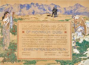 CARDINAUX Emil 1877-1936,SAC-Urkunde für Dr. Heinrich Dübi,1905,Dobiaschofsky CH 2023-11-08