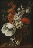 CAREEL Johann 1760-1780,Bouquets de fleurs sur des entablements,Ader FR 2017-06-21
