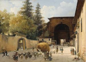 CARELLI Consalvo 1818-1900,ENTRANCE OF THE BOBOLI GARDENS IN FLORENCE,1835,Sotheby's GB 2014-03-25