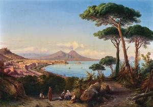 CARELLI Consalvo 1818-1900,Scene in Naples, with Vesuvius,1854,Palais Dorotheum AT 2024-04-25