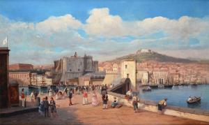 CARELLI Raffaele 1795-1864,Lungomare con Mastio Angioino,Galleria Pananti Casa d'Aste IT 2023-06-22