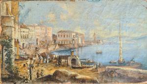 CARELLI Raffaele 1795-1864,Paesaggio marino con personaggi e barche,1840/50,Gigarte IT 2022-12-28