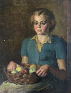 CAREY Ida 1891-1982,Grace with Apples,International Art Centre NZ 2024-03-05