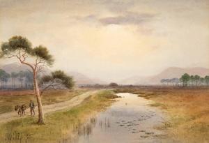 CAREY Joseph William 1859-1937,BOG SCENE WITH FIGURE AND DONKEY,1935,Whyte's IE 2024-03-25