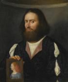 CARIANI Giovanni de'Busi,PORTRAIT OF A GENTLEMAN, HALF LENGTH, HOLDING A PO,Sotheby's 2016-01-29