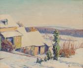 CARIOT Gustave 1872-1950,Haus in Winterlandschaft,1922,Kastern DE 2020-03-21