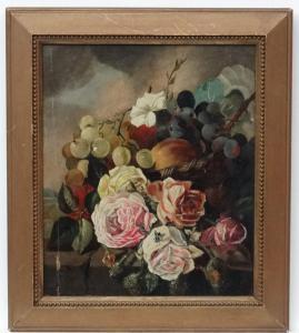 CARISSA H.A 1867,Still life of flowers on a stone ledge,Dickins GB 2018-09-07
