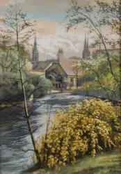 CARL Jolas 1900,Halle an der Saale idyllischer Blick entlang der Saale,Mehlis DE 2017-08-24
