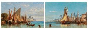 Carl Joseph Kuwasseg,Venice, Fishing Boats at the Gates of Venice,1856,Palais Dorotheum 2020-06-08
