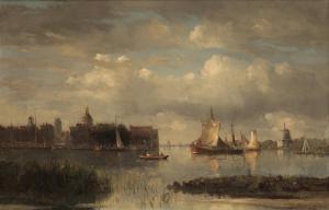 CARLEBUR OF DORDRECHT Francois 1821-1893,A view of Dordrecht with figures in boats ,1882,Duke & Son 2020-06-25