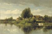 CARLEBUR OF DORDRECHT Francois 1821-1893,Mansions along a river in summer,1883,Christie's 2008-11-18