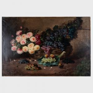 CARLIER Max 1872-1938,Still Life with Roses and Grapes,Stair Galleries US 2024-01-24