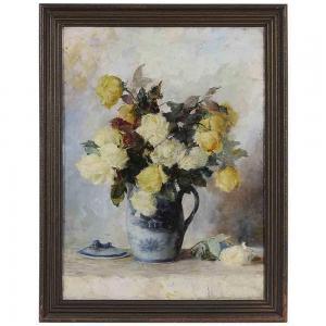 CARLIN Frances S 1900-1900,Yellow Roses,Brunk Auctions US 2017-09-16