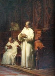 CARLINI Giulio 1830-1887,Drei Andacht haltende Mönche im Chorgestühl eine,1872,Auktionshaus Quentin 2007-04-28
