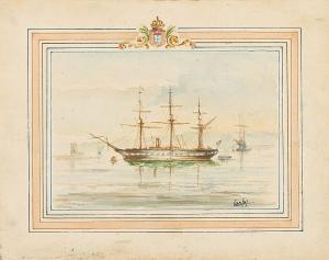 CARLOSde Bragança I 1863-1908,Marinha com barco,Palacio do Correio Velho PT 2019-04-03