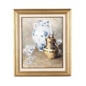 CARLSEN Dines 1901-1966,Still Life with Vase, Glasses and Pot,Leland Little US 2021-06-12