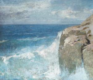 CARLSEN Sören Emil 1853-1932,Entrance to St. Thomas Harbor (Wave Breaking),1916,Bonhams 2023-11-07