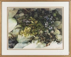 CARLSON Jane 1930,rocks and flowers,Pook & Pook US 2017-12-15