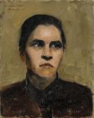 CARLSSON BREDBERG Mina 1857-1943,Porträtt av konstnärskamraten Louise Ama,Stockholms Auktionsverket 2013-12-03