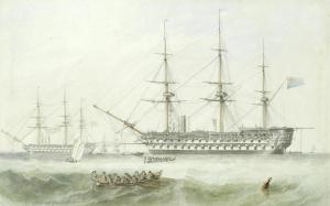 CARMICHAEL James Wilson,HMS Nile at General Quarters off Seskar on the Bal,1855,Bonhams 2017-04-12