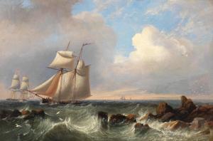 CARMICHAEL James Wilson 1800-1868,Shipping off a rocky coast,1854,Bonhams GB 2024-04-24