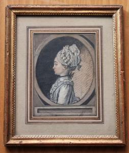 CARMONTELLE Louis Carrogis 1717-1806,Portrait de profil d'une fillette au bonnet,Ferri FR 2024-04-05